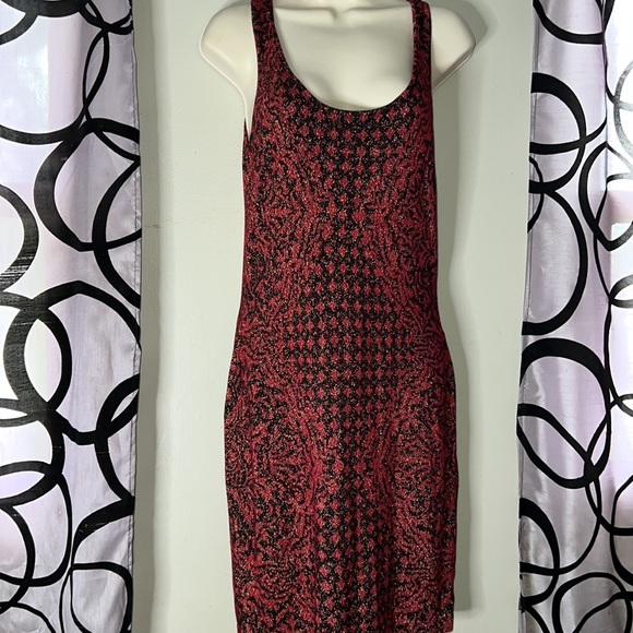 Women's ROCK & REPUBLIC Red Black Stretch Dress Large - Picture 7 of 14